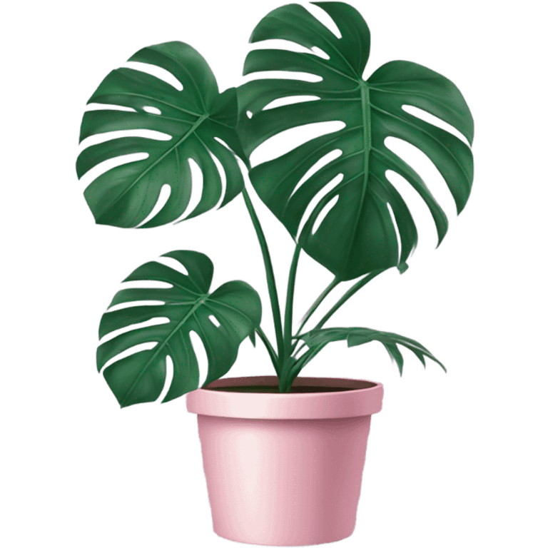 violet color Monstera flower in a pink-colored pot emoji