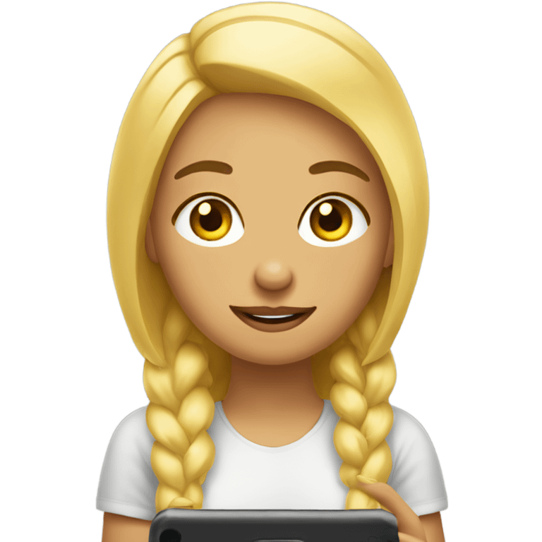 chica rubia usando su celular emoji