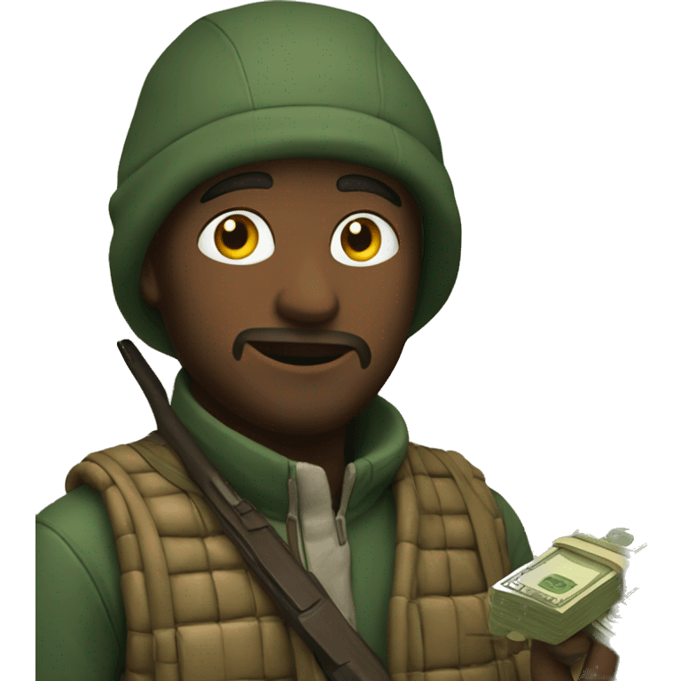 Hunter with money emoji