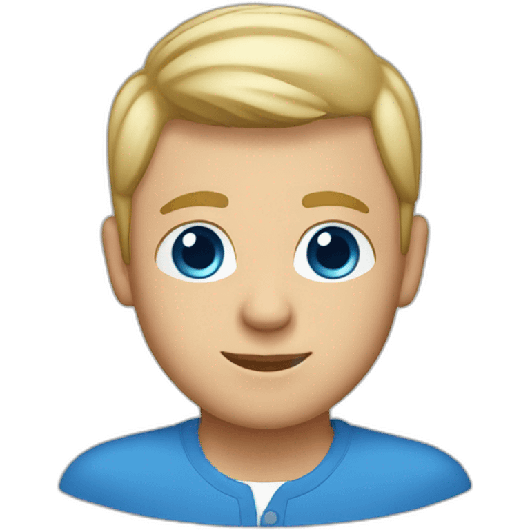 male, blue eyes, short blonde hair, blue collared shirt emoji