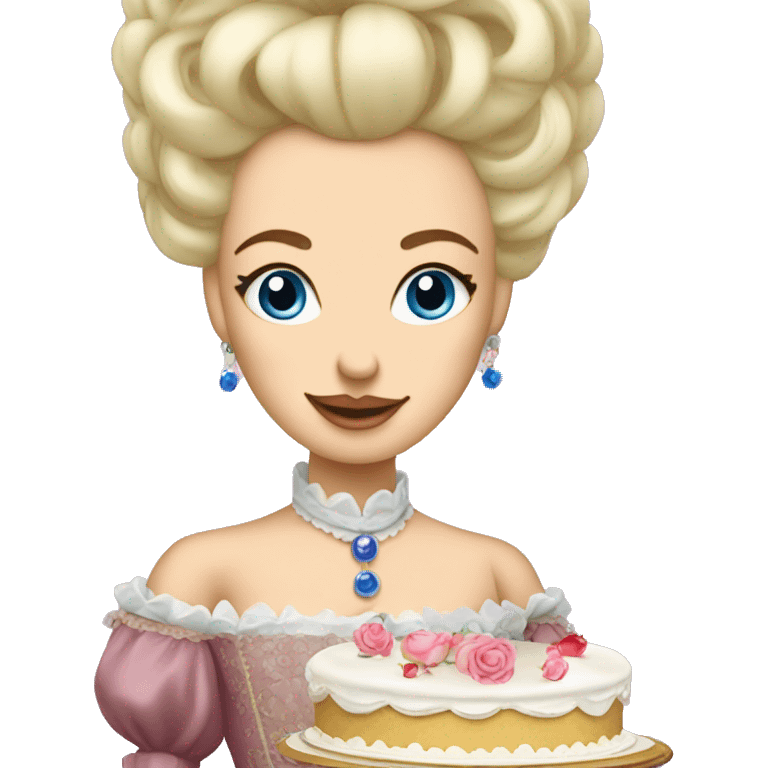 Blonde Marie Antoinette holding a cake emoji