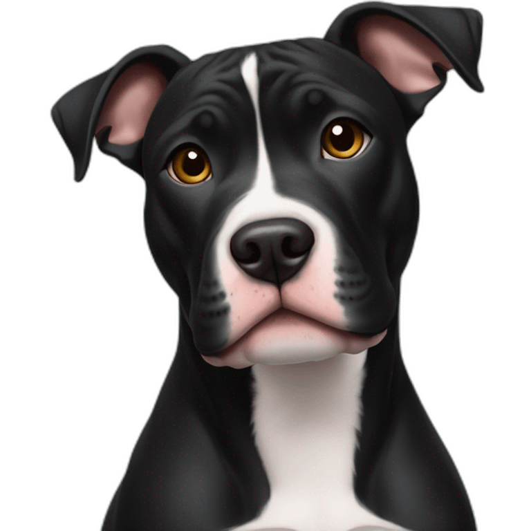 black tri pitbull with cropped ears emoji