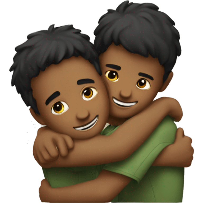 Two boys hug each other emoji