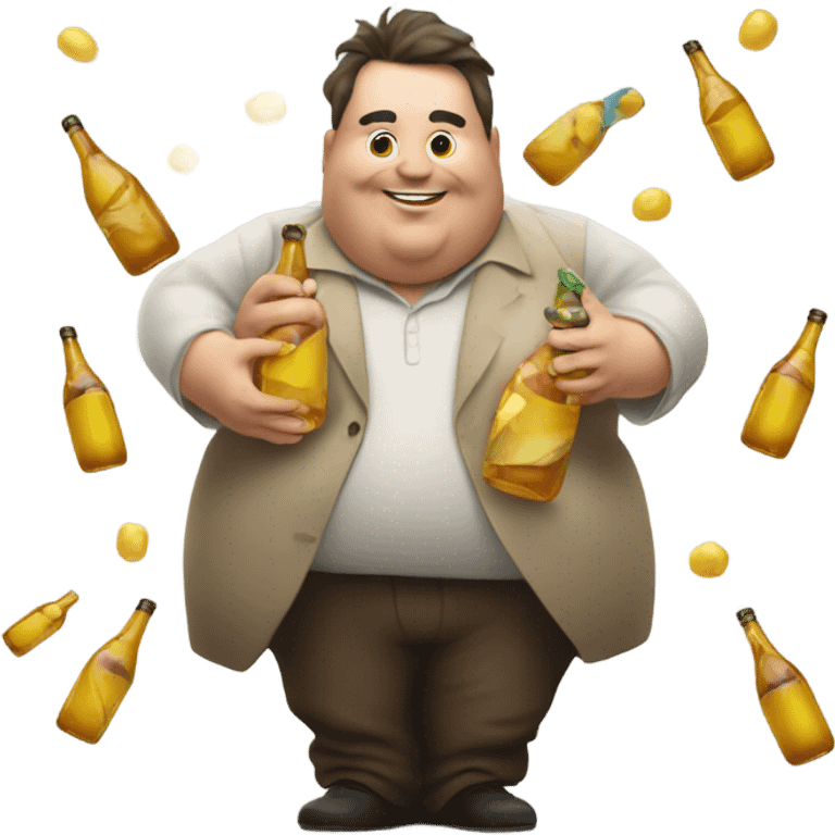 Create a fat man juggling 6 bottles emoji