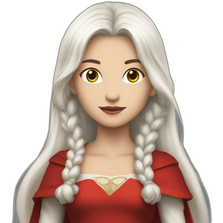 rpg-girl-with-long-white-hair and red dress emoji