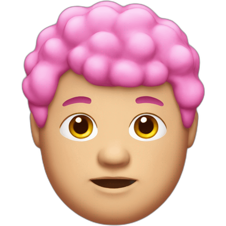 Chubby man with bead and pink hair emoji