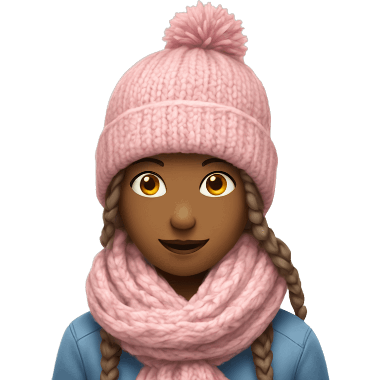 A girl in a warm knitted hat and scarf sends a heart emoji