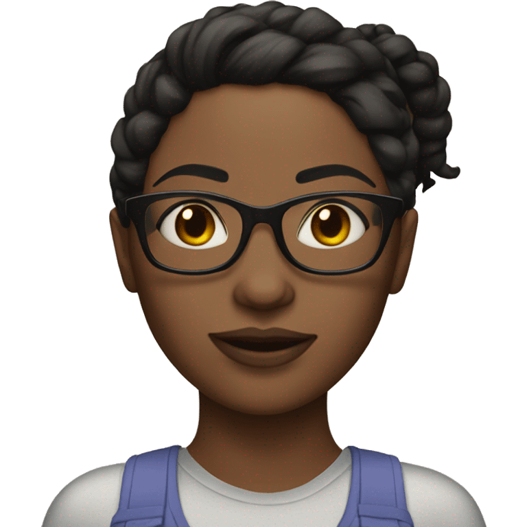 Black woman with glasses freckles ponytail bra emoji