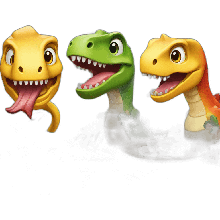 3 Dinosaures qui font un barbecue emoji