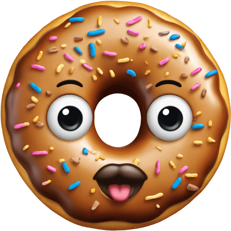 A donut with a head that has black hair and freckles emoji