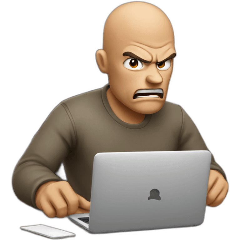 Angry man sending an email emoji