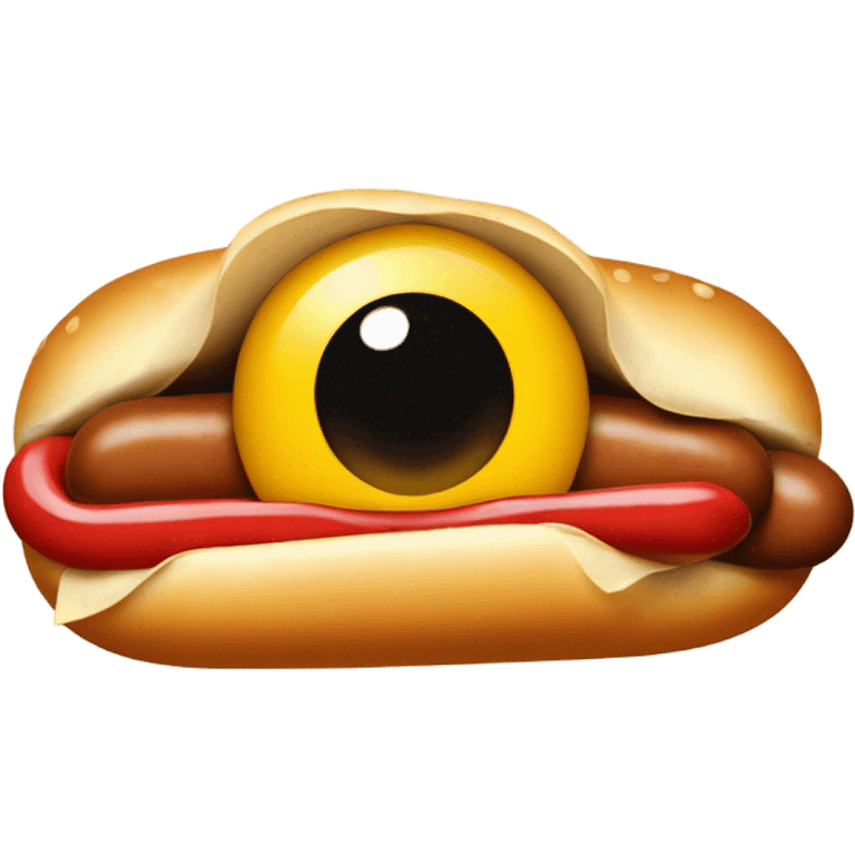 Looking eye emoji but hotdog themed emoji