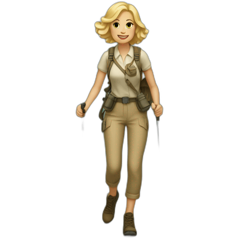 20s blonde women hiking a hill (full body) emoji