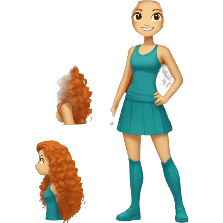 The girl with a long curly ginger hair in totally spies style full body  emoji