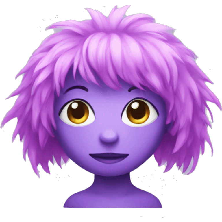 An purple hair creature with pink eyes emoji