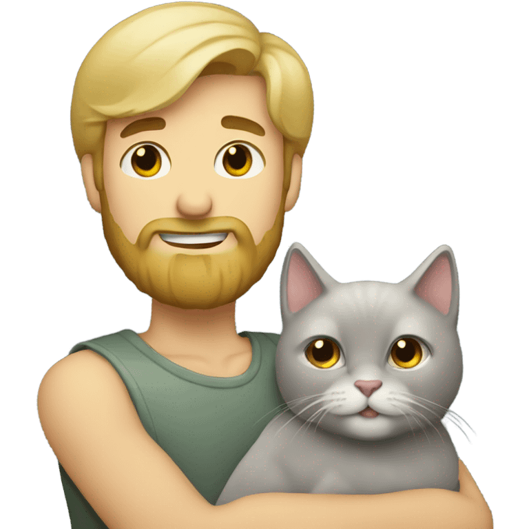 blonde bearded guy holding a Gray cat emoji