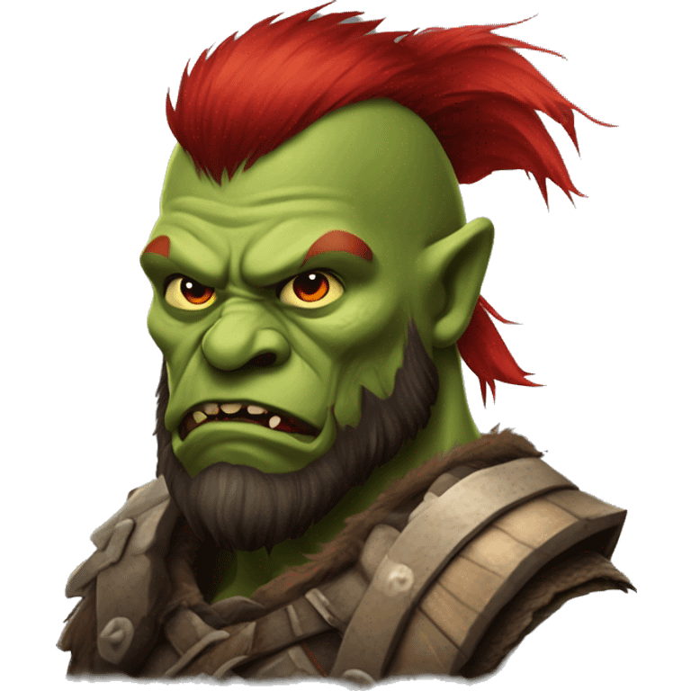 Berserker orc with red beard & red mohican emoji