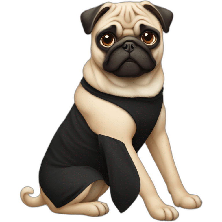 pug wearing a black t-shirt emoji