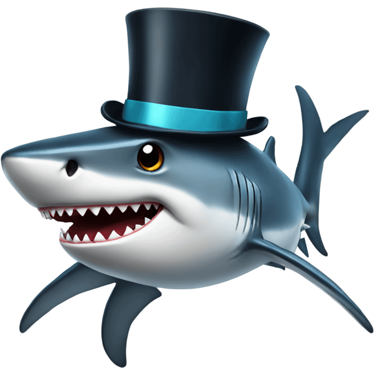 Shark with a top hat emoji