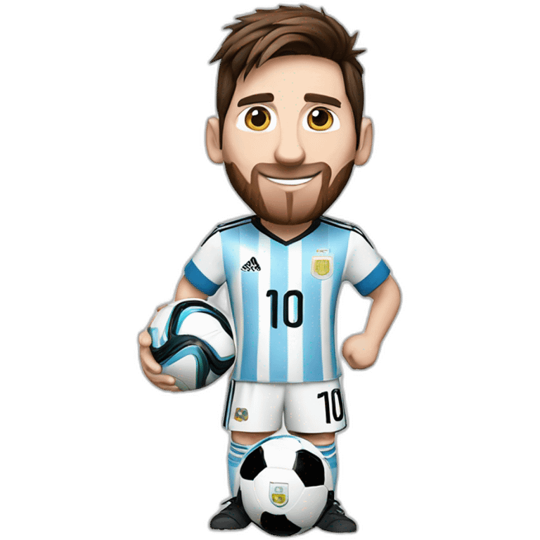 Messi holds the World Cup-wearing an Argentine jersey. emoji