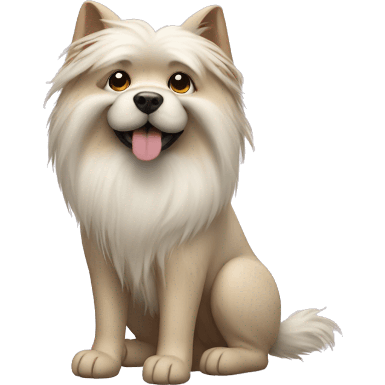 Chinese crescent dog with furry feet and furry head hair emoji