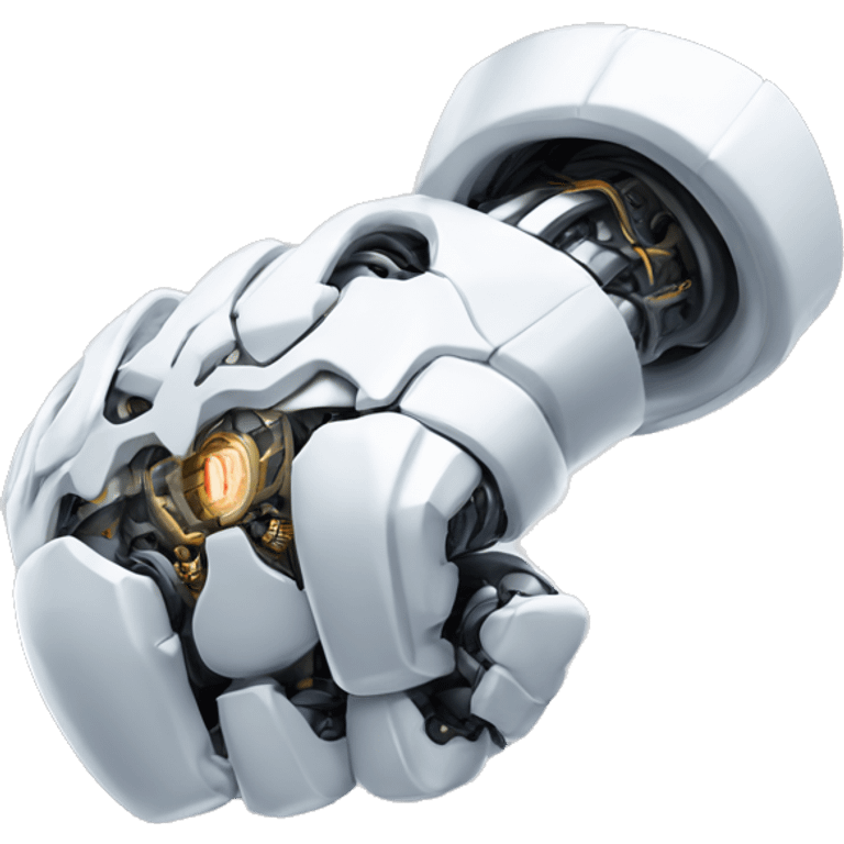 white mechanical cyborg bicep flexing emoji