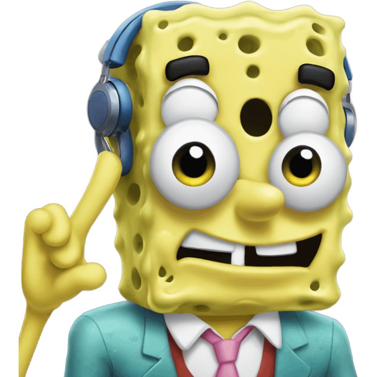 spongebob listening with airpods emoji