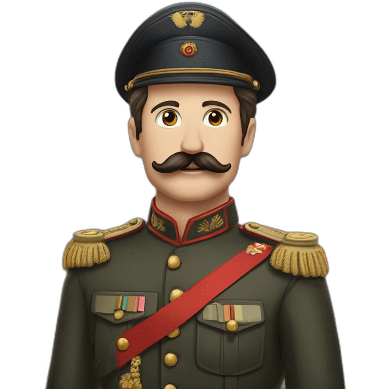 Je veux un homme en tenue militaire allemande avec un bandeau rouge sur le bras, et une moustache à Charli chaplin emoji