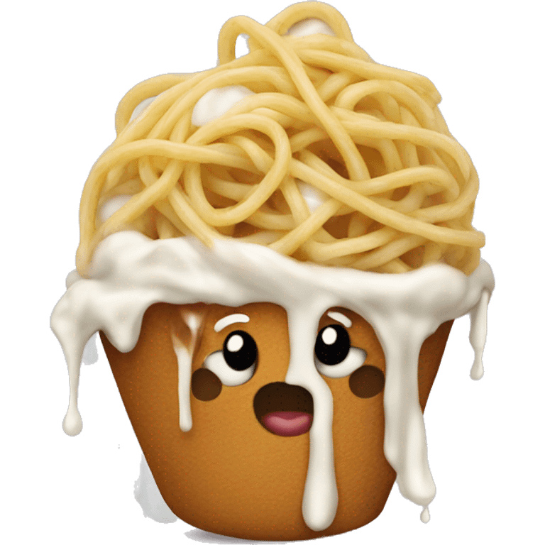 spaghetti with ice cream on top instead of meatballs emoji