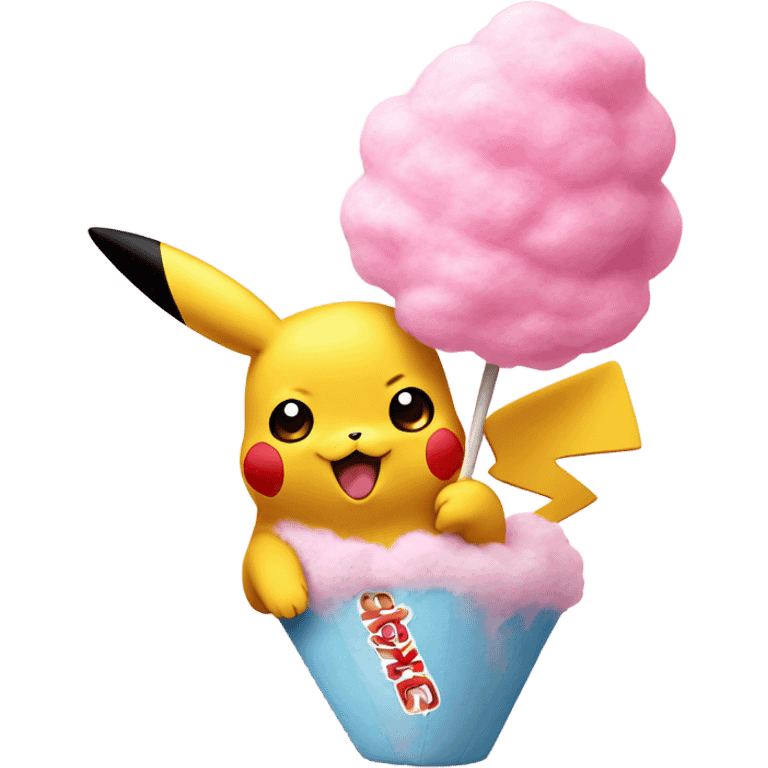 Pikachu eating cotton candy emoji