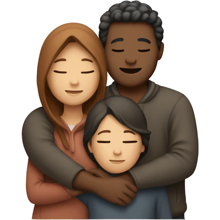 3 people hugging emoji