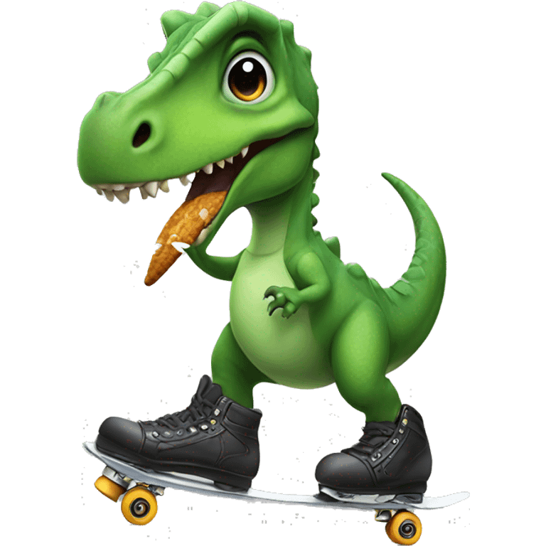 Dinosaur on skates smoking emoji