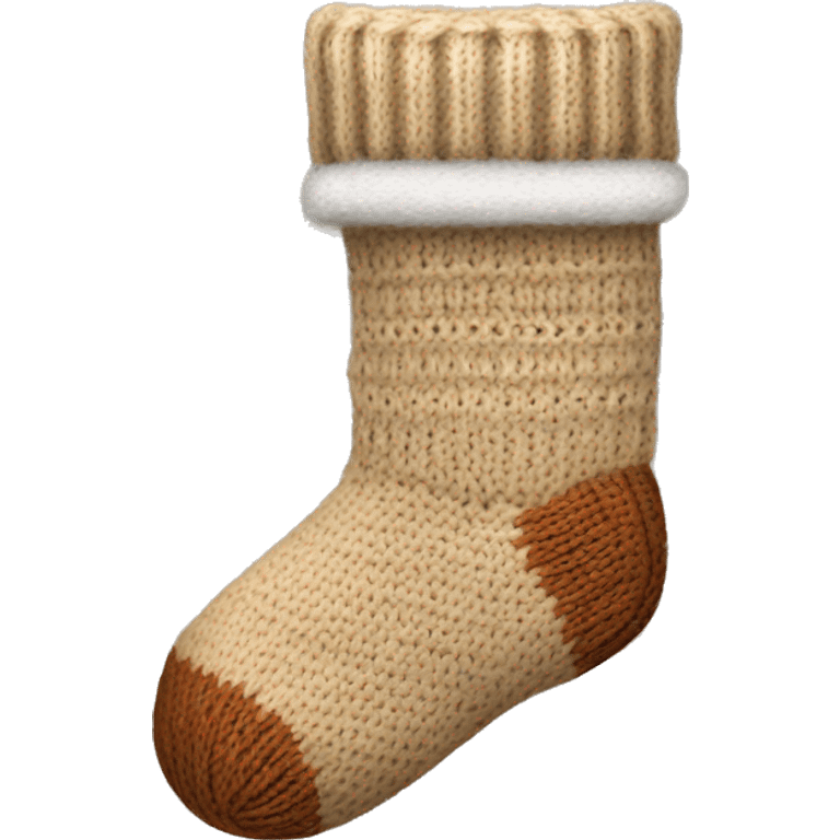 Beige knit Christmas sock emoji