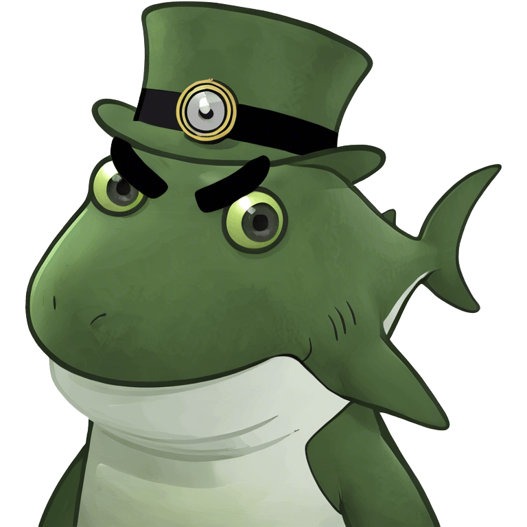 Shark with a top hat emoji