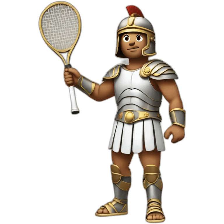 Roman gladiator with one tennis racket on right hand emoji