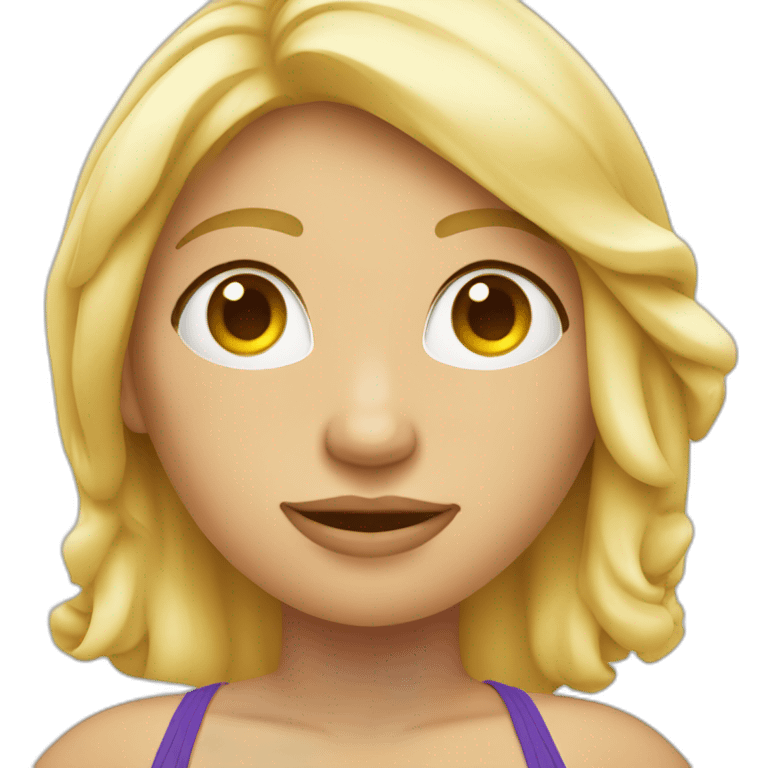 Blond corpulent women in beach bikini emoji