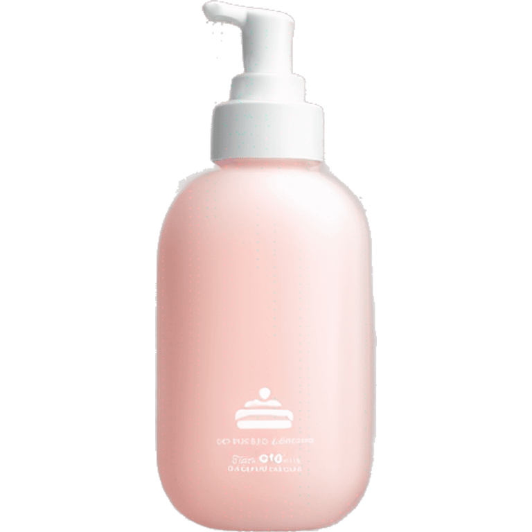 A single baby pink skincare bottle with a smooth, rounded shape, featuring a soft, glossy finish. It has a subtle glow, evoking a gentle, calming feel for a fresh, hydrated skin routine. emoji