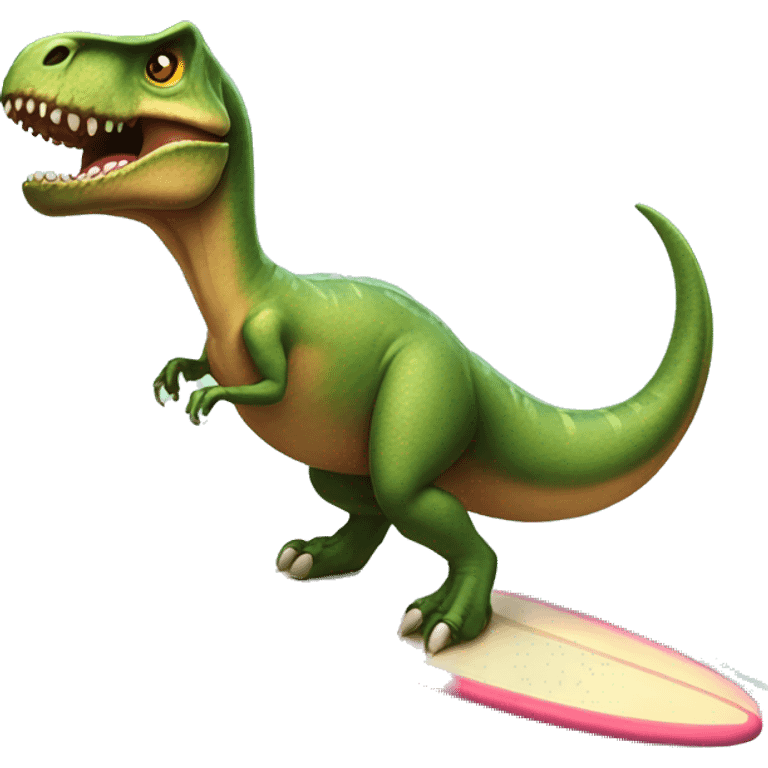 T-rex wearing a tutu on a surfboard  emoji