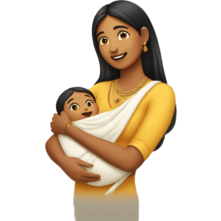 A desi indian women playing with her baby emoji