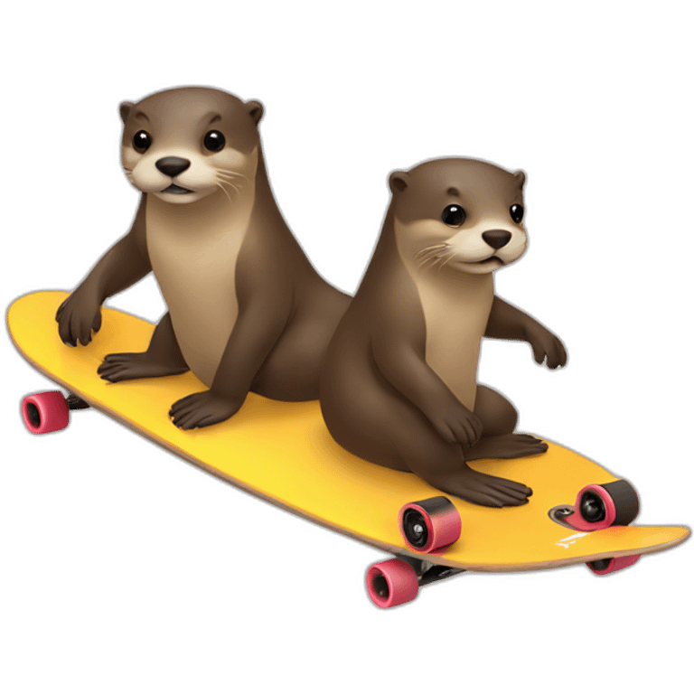 Two otters longboarding emoji