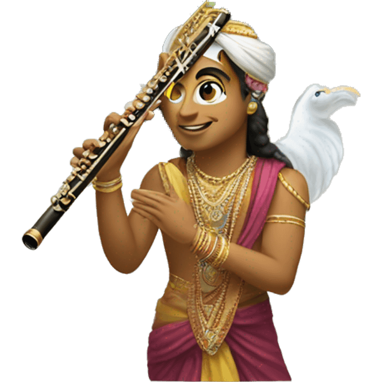  Krishna Flute catching emoji with peacock feathers  emoji