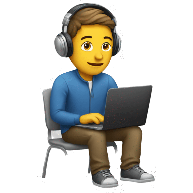 man with laptop and headphones emoji