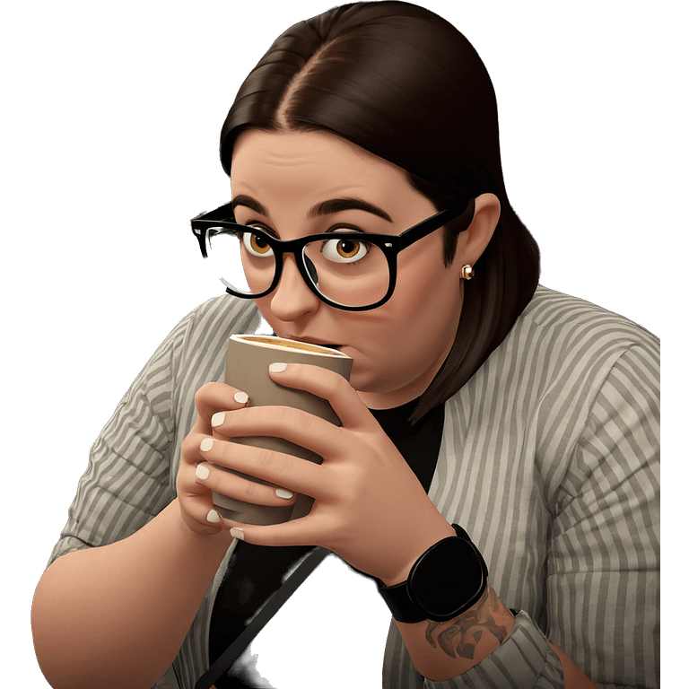 sipping coffee in stylish cafe emoji