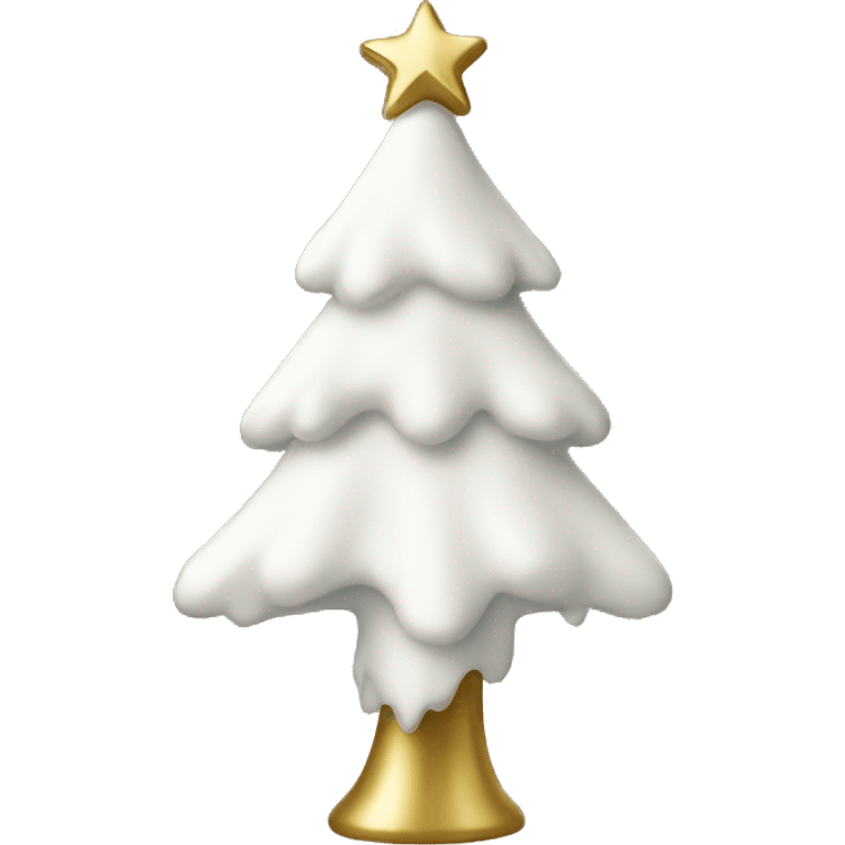 snow christmas tree with white and gold decorations emoji