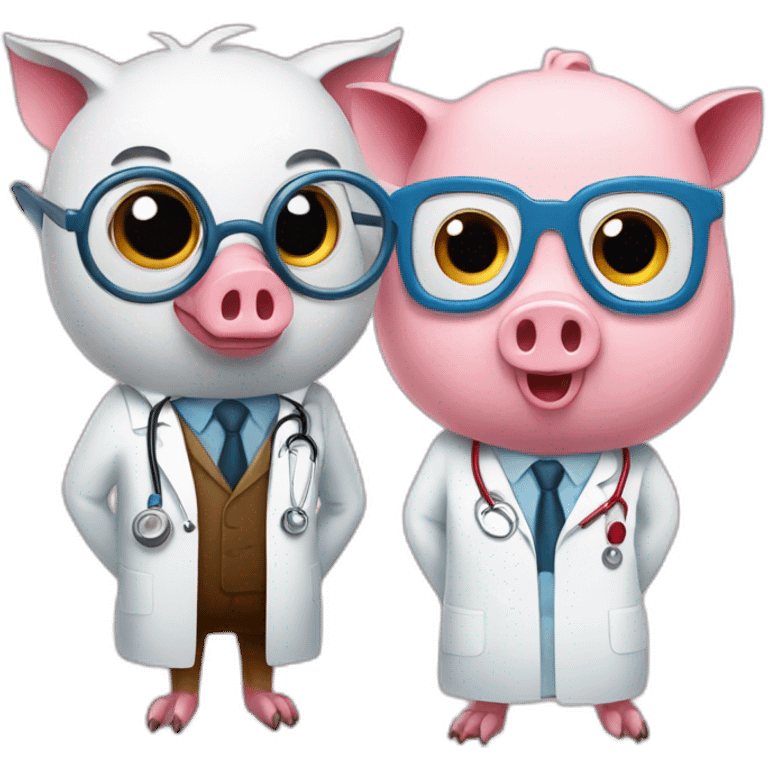 Doctor owl and Doctor pig emoji