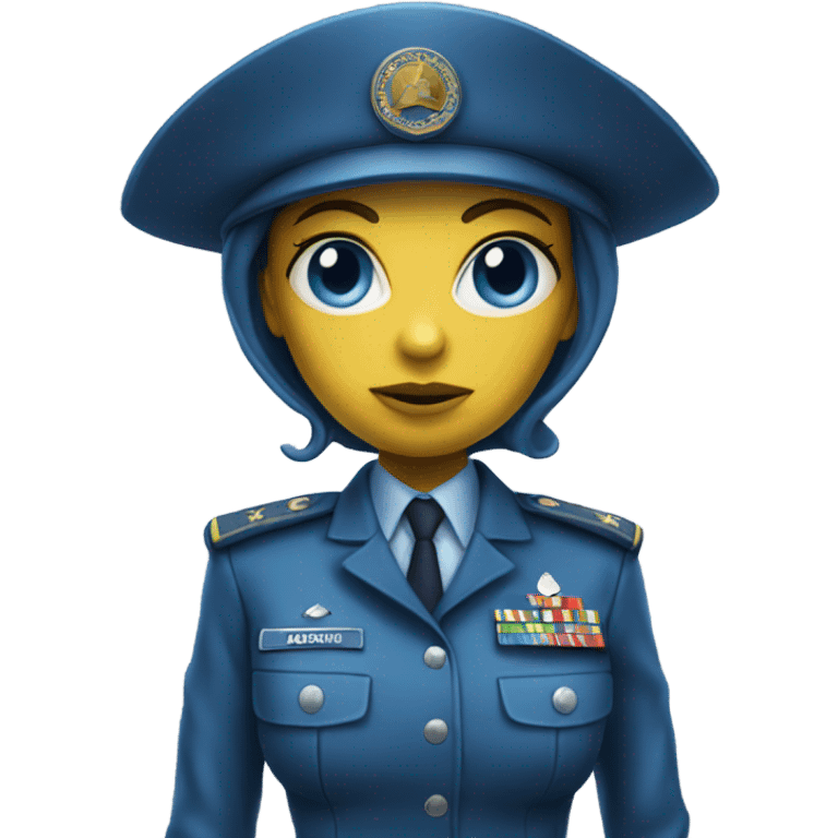 female blue alien military emoji