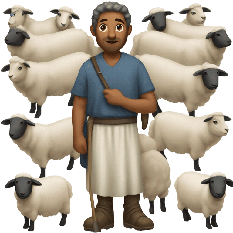 Shepherd of the sheep with people faces emoji