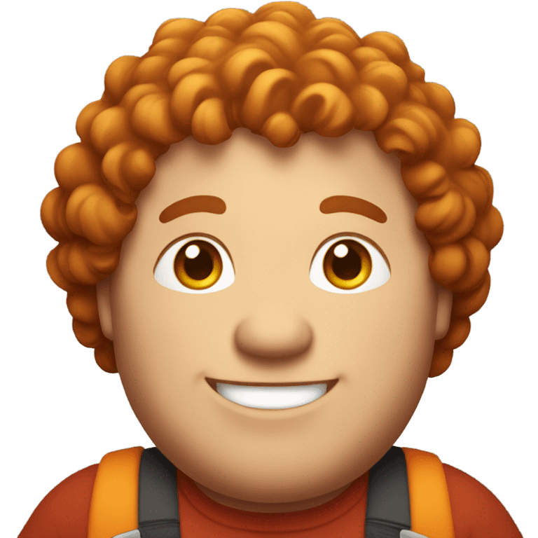 Redish poor curly hair guy chubby smiling emoji