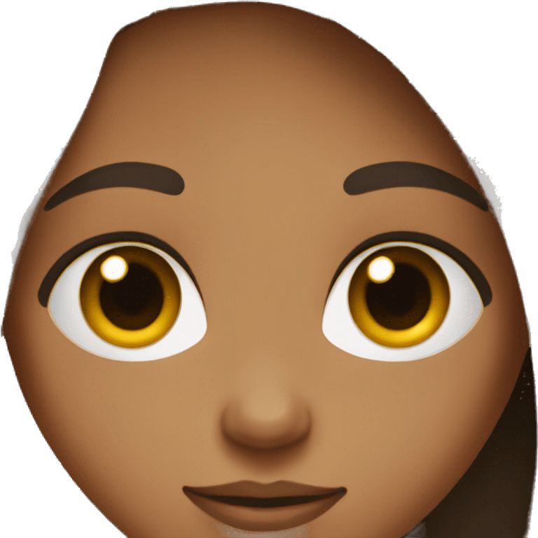 Girl with medium brown skin, brown eyes and dark long hair emoji