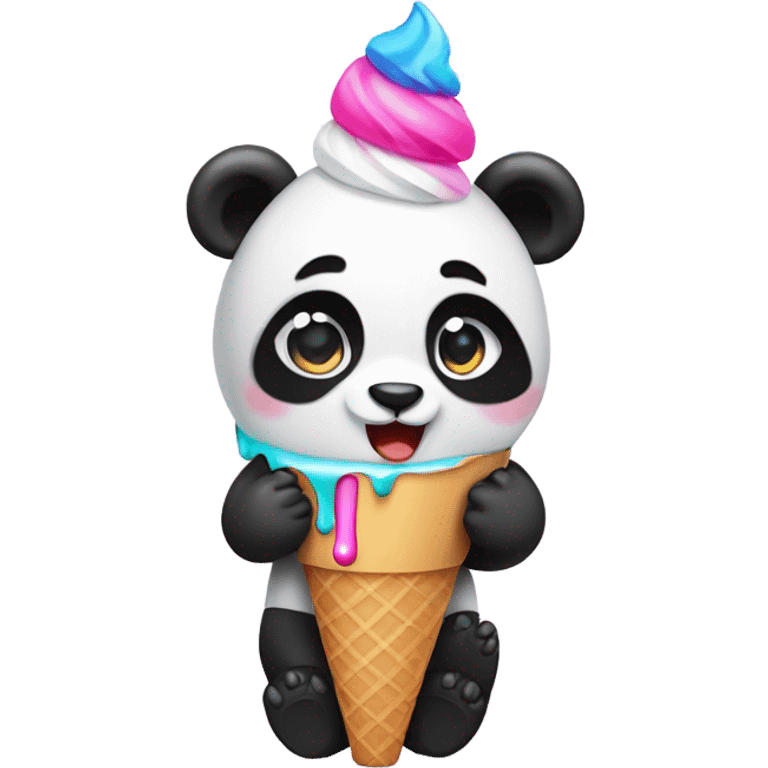 Panda eating ice cream emoji